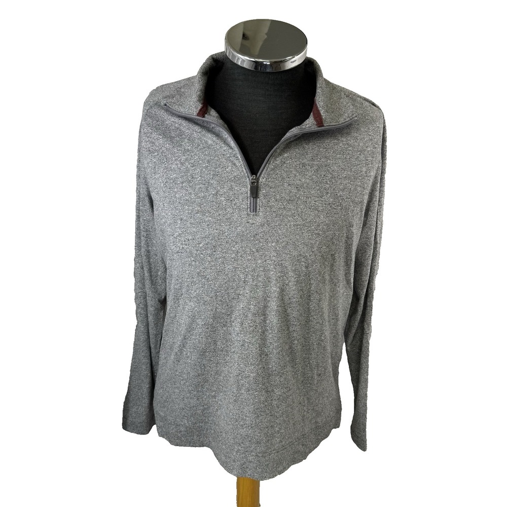 Banana Republic Quick Dry Half Zip Pull Over Gray Medium Preppy Office‎